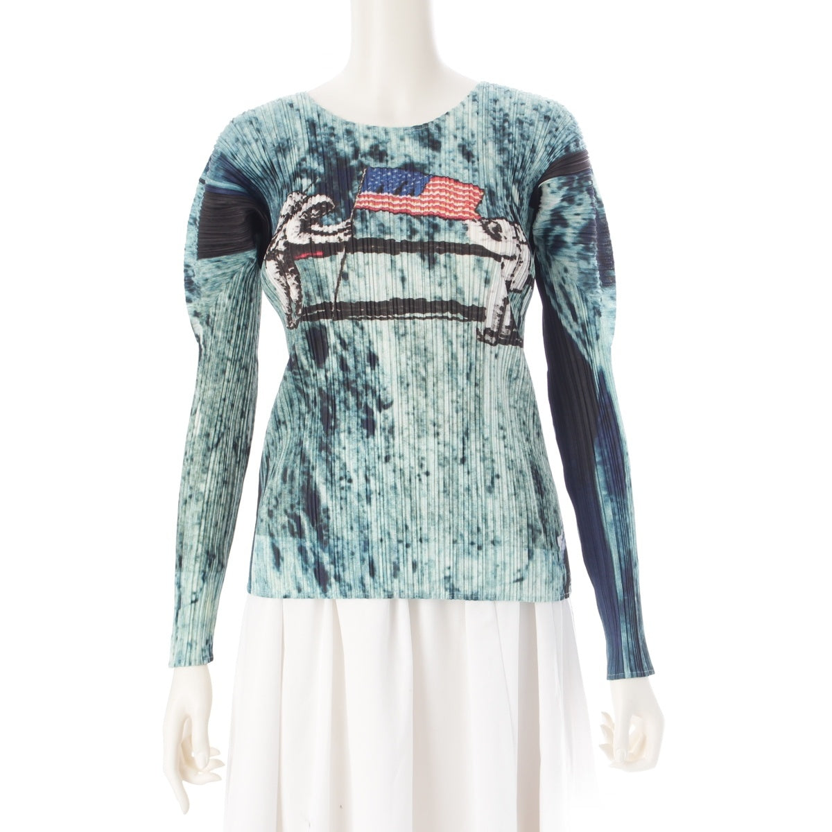 PLEATS PLEASE ISSEY  Apollo 11 Space Moon Long Sleeve tops PP92-JK096 blue 3