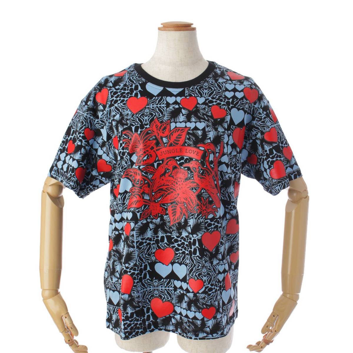 HERMES cotton Crew Neck Jungle Love Short sleeve T-shirt Cut Top 3E4611DK blue 36
