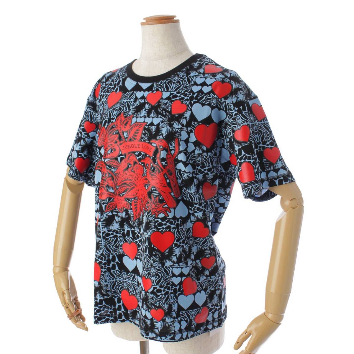HERMES cotton Crew Neck Jungle Love Short sleeve T-shirt Cut Top 3E4611DK blue 36