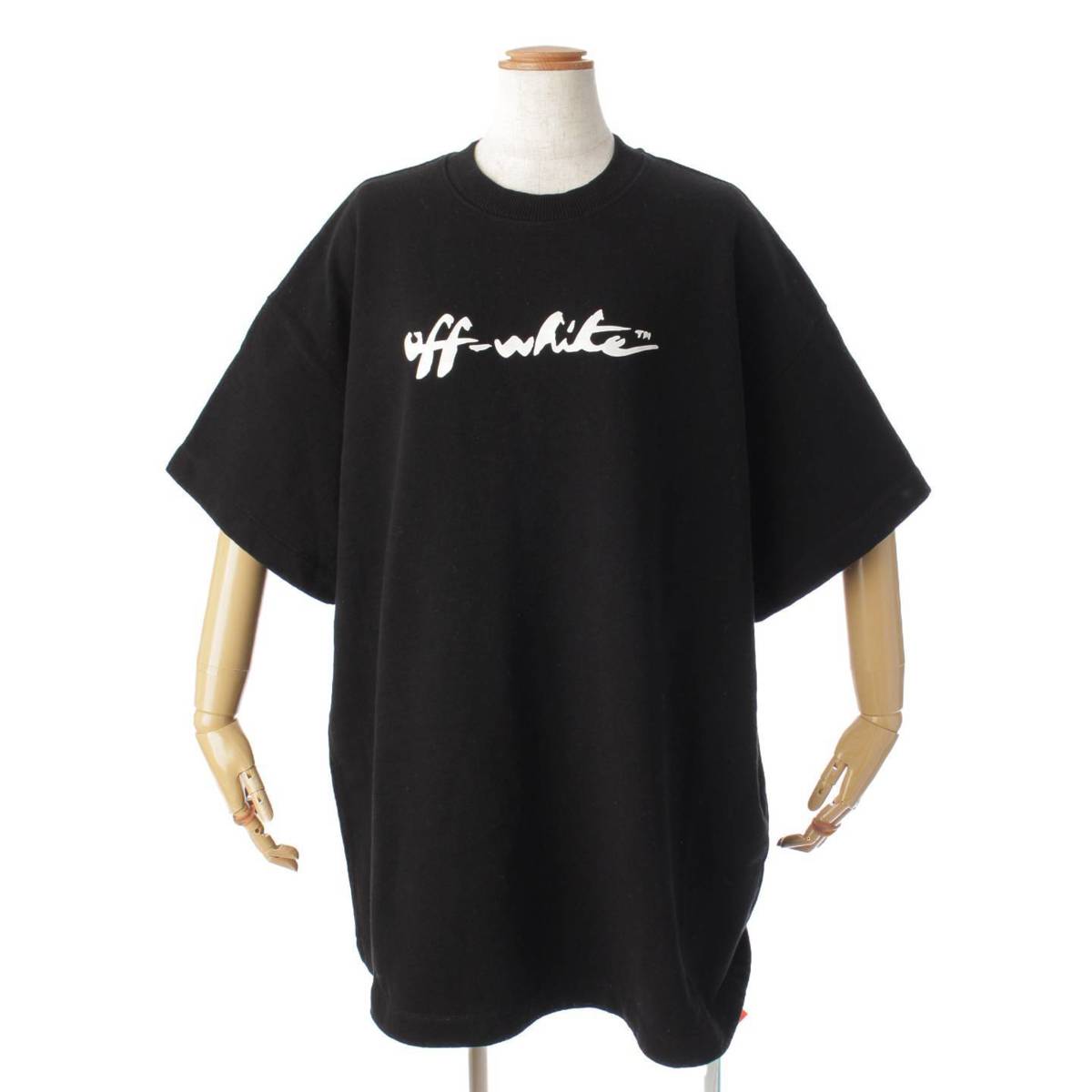 [Off-White] Off-White Painted Logo Oversized Cotton T-Shirt Top Black XS [Used] [Authenticated and Guaranteed Authentic] 177692