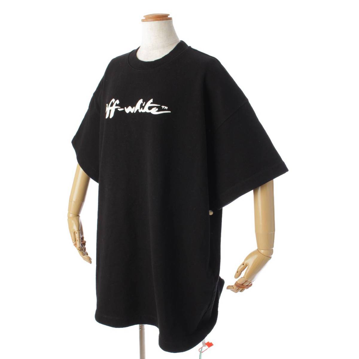 [Off-White] Off-White Painted Logo Oversized Cotton T-Shirt Top Black XS [Used] [Authenticated and Guaranteed Authentic] 177692