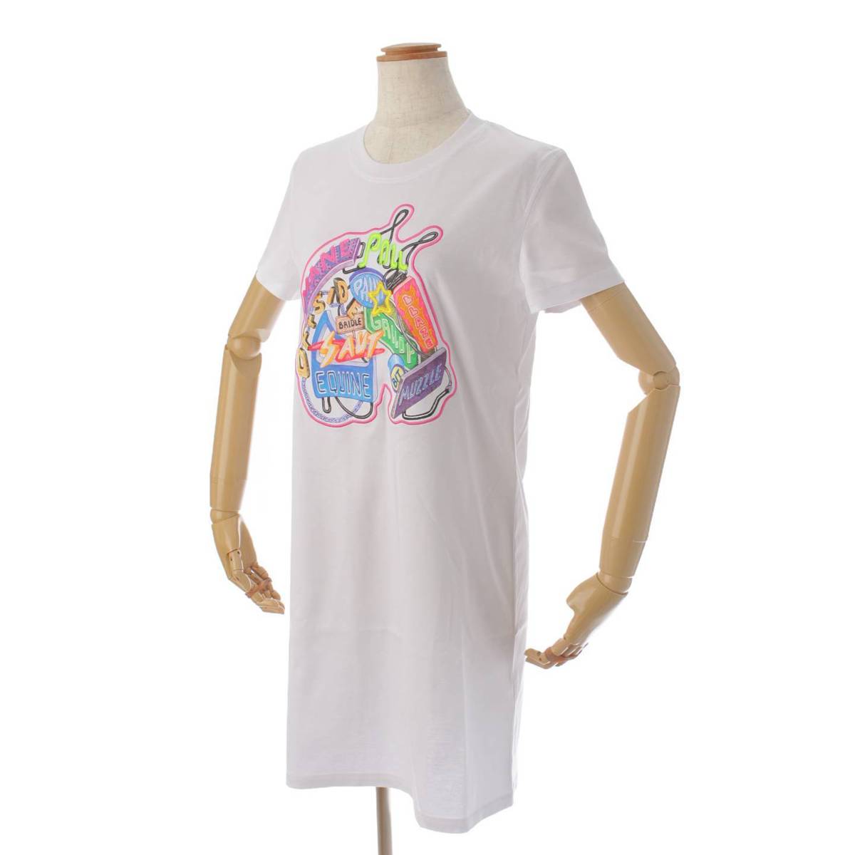 HERMES cotton Chevroscope Embroidered Short Sleeve one piece H3E4507DH9034 white 34