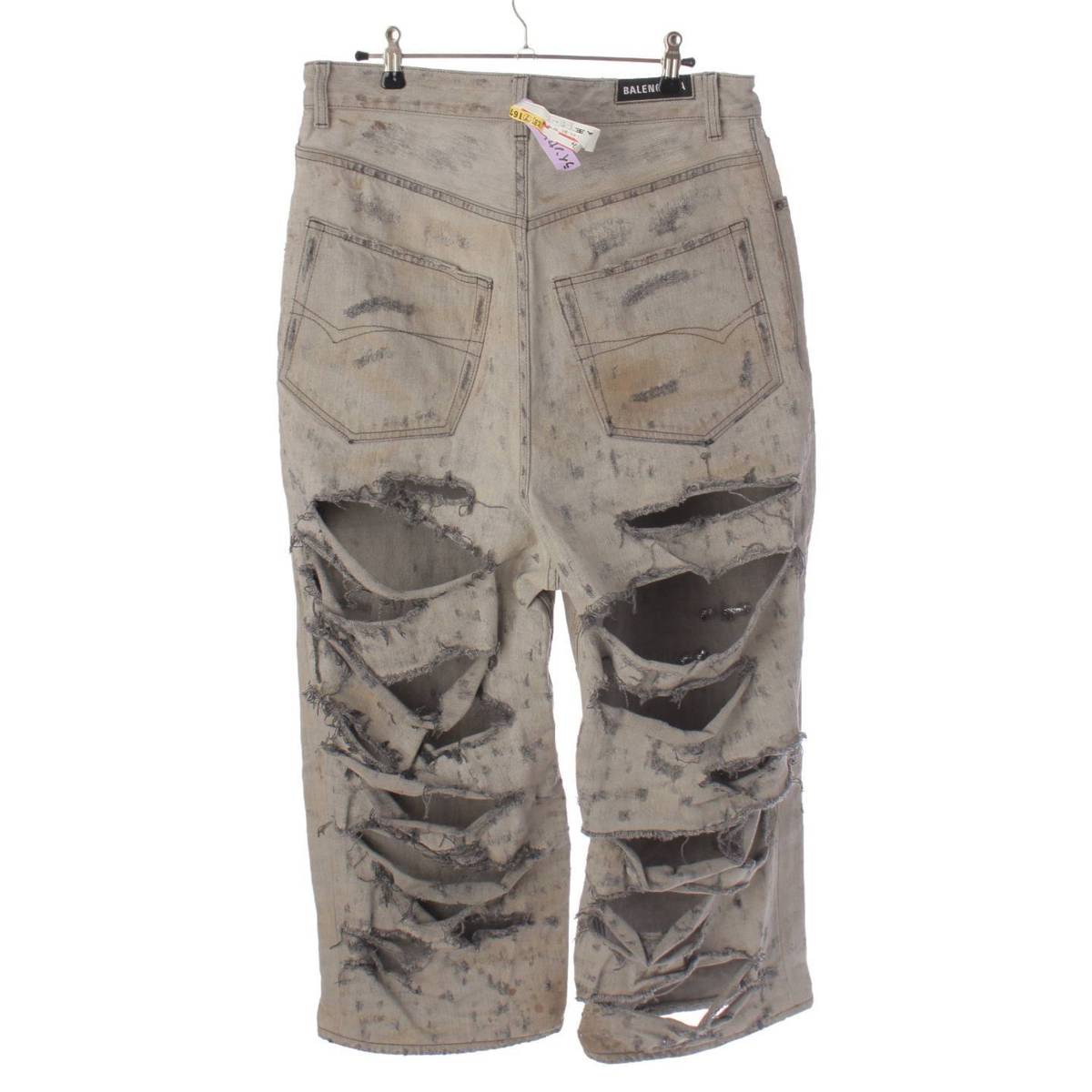 BALENCIAGA SUPER DESTROYED BAGGY Super Destroy Processing Denim pants 745248 gray S