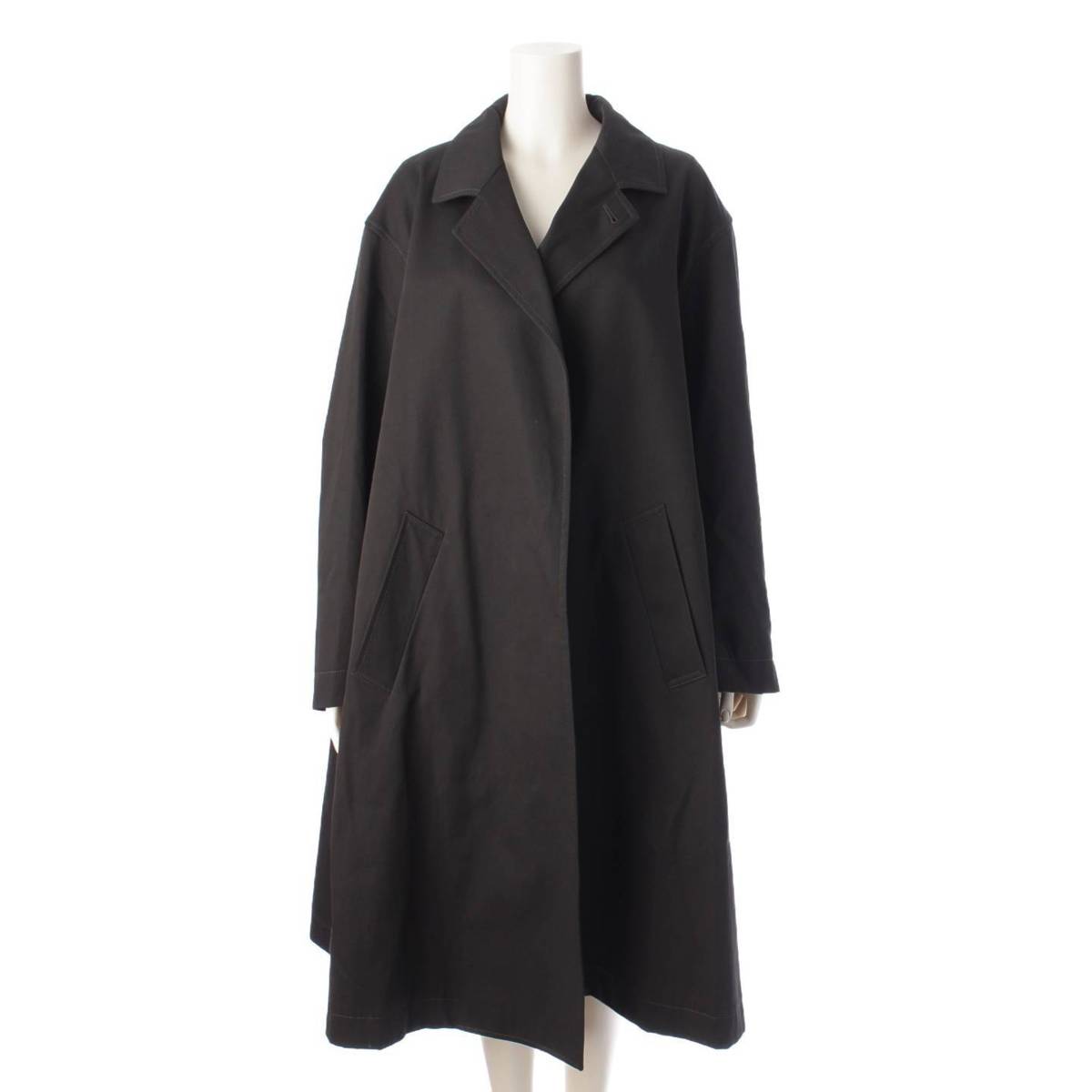 [Bottega Veneta] Bottega Veneta 23AW Travertine Oversized Cotton Twill Coat 740993 Dark Green 36 [Used] [Authenticated and Guaranteed Authentic] 193413