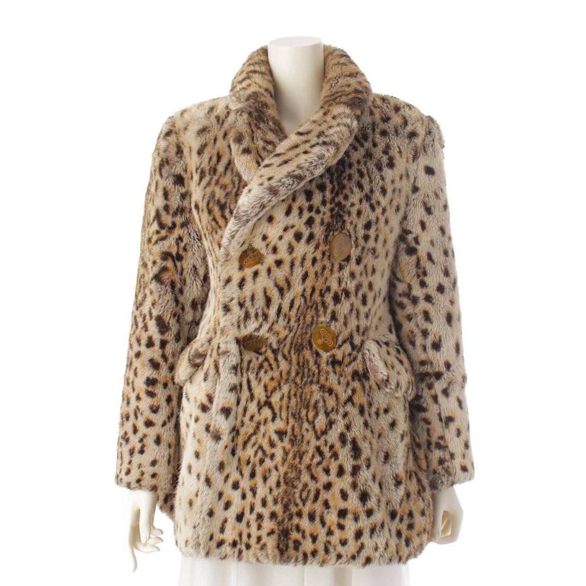 [Vivienne Westwood] Vivienne Westwood 1988 Time Machine Collection Leopard Coat Multicolor 10 [Used] [Authenticated and Guaranteed Authentic] 193462