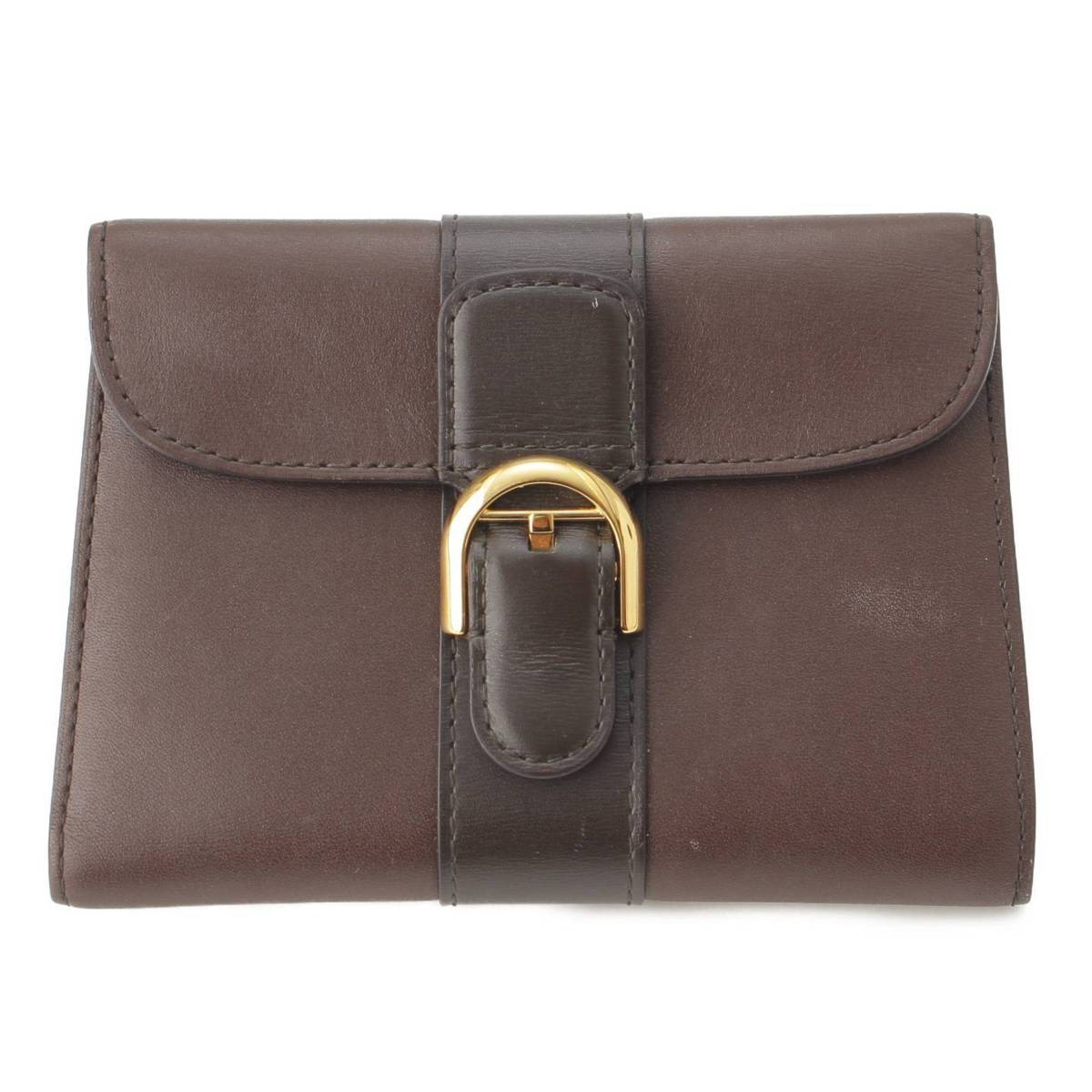 [Delvaux] Delvaux Leather Brillant Compact Wallet Tri-fold Wallet Brown [Used] [Authenticated and Guaranteed Authentic] 194159