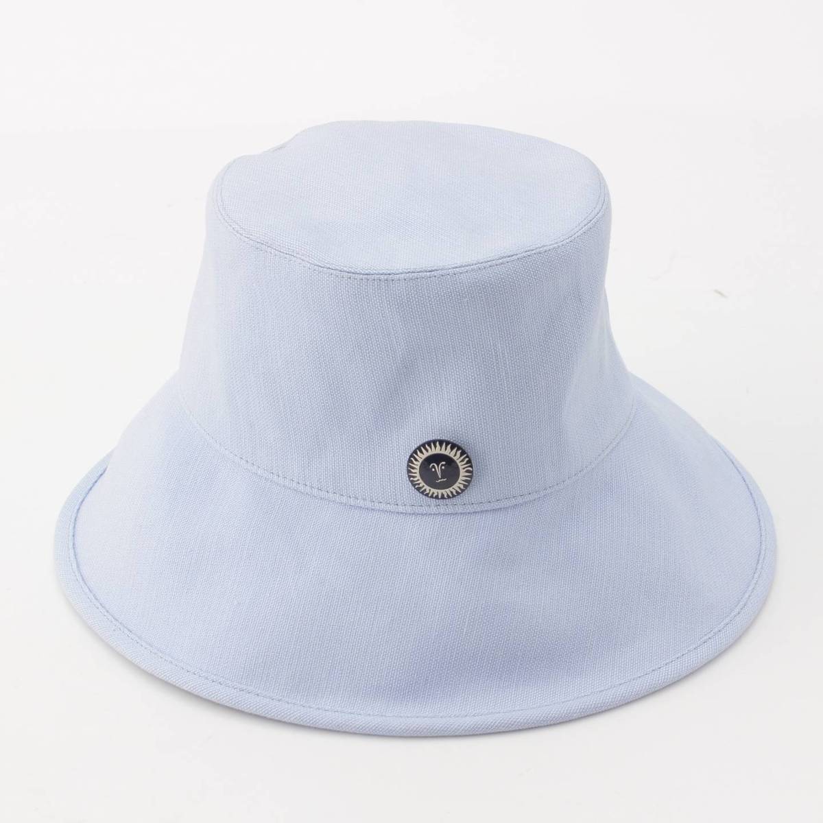 [Hermes] Hermes 23 Stainless Steel Gaelle Hemp x Cotton Bucket Hat Blue 57 [Used] [Authenticated and Guaranteed Authentic] 195286