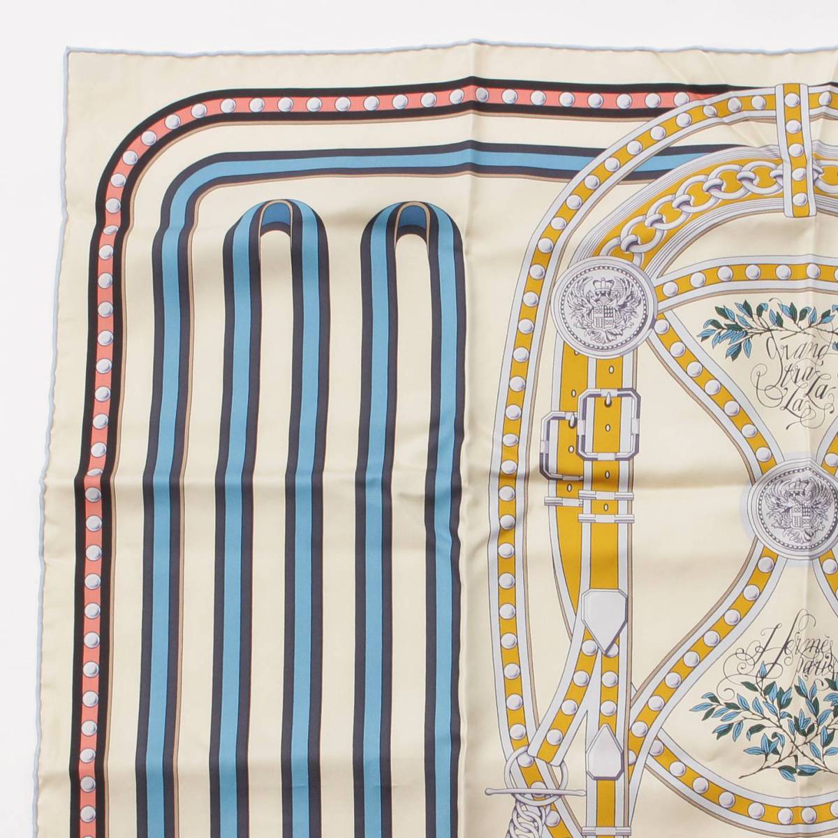 [Hermes] Hermes Carre 90 Silk Scarf Grand tralala Ivory [Used] [Authenticated and Guaranteed Authentic] 195296