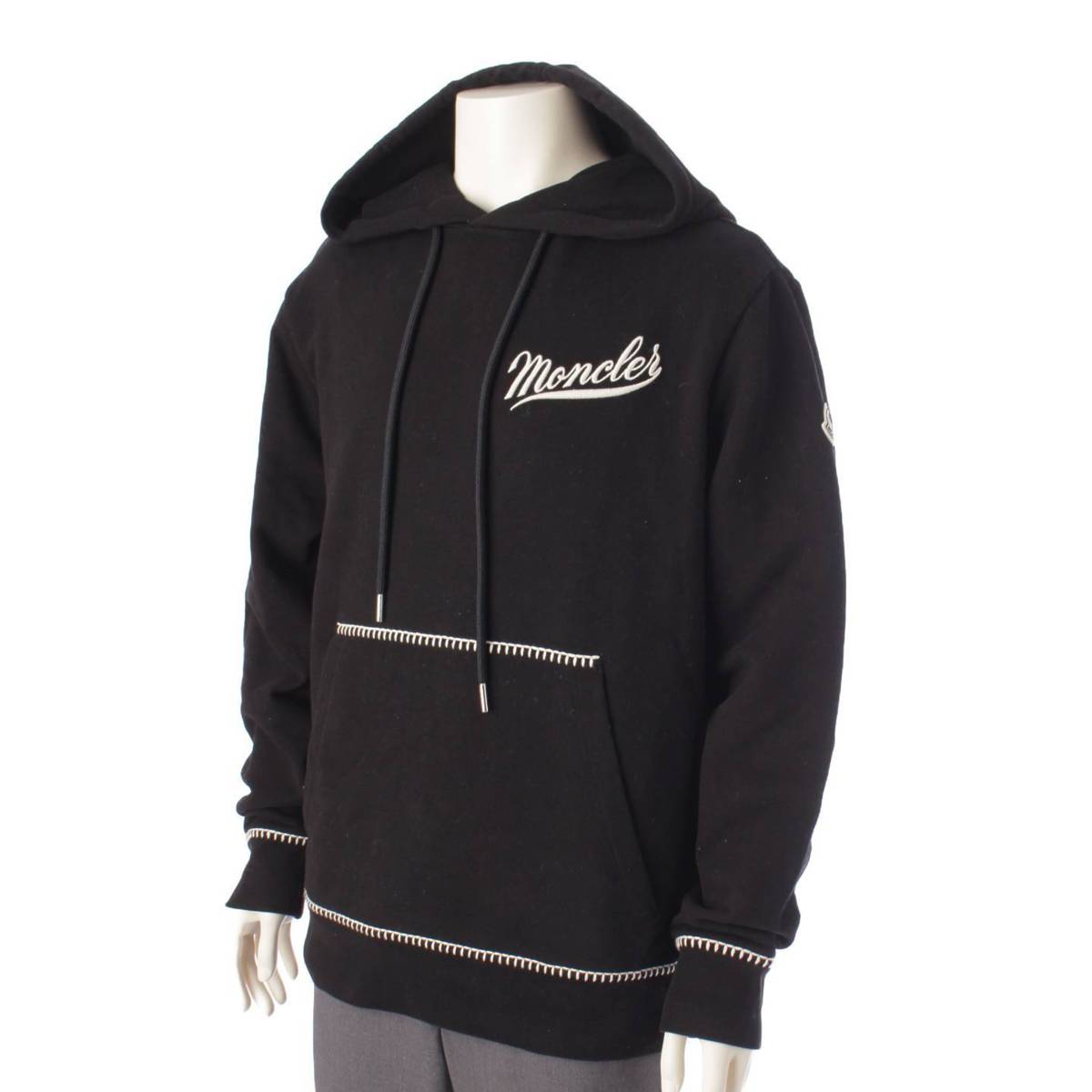 [Moncler] Moncler 22 Men's Logo Embroidered Pullover Hoodie Black L [Used] [Authenticated and Guaranteed Authentic] 195722