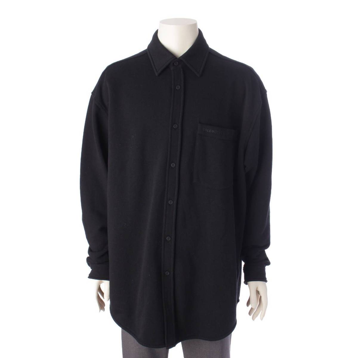 [Balenciaga] Balenciaga 21AW Logo Cotton Oversized Shirt Top 662582 Black XXS [Used] [Authenticated and Guaranteed Authentic] 196153