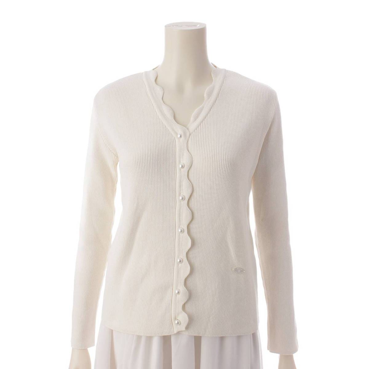 [Rene] Rene 23AW Pearl Knit Cardigan White 36 [Used] [Authenticated and Guaranteed Authentic] 196926