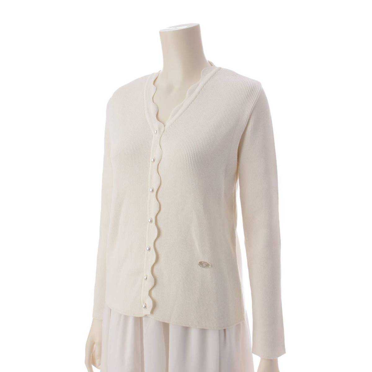 [Rene] Rene 23AW Pearl Knit Cardigan White 36 [Used] [Authenticated and Guaranteed Authentic] 196926