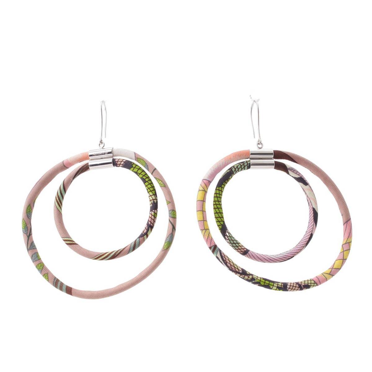 [Hermes] Hermes Petite H Double Hoop Earrings, Pink [Used] [Authenticated and Guaranteed Authentic] 196958