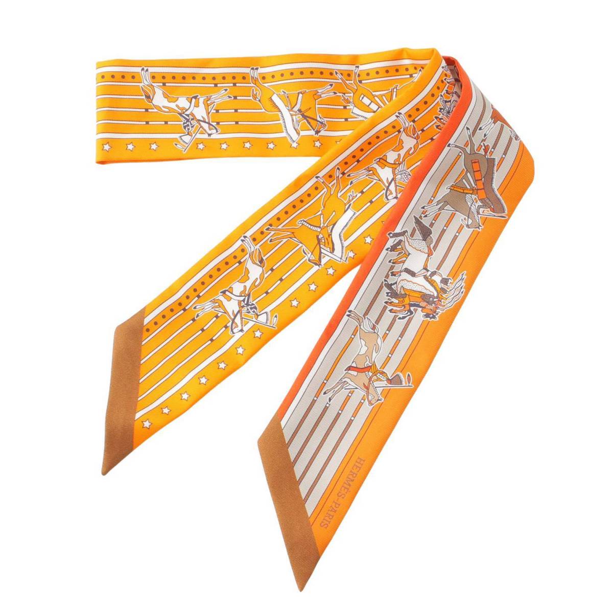 [Hermes] Hermes Twilly Pani La Shar Pawnee Pawnee Chief Scarf Orange [Used] [Authenticated/Genuine Product Guaranteed] 196962