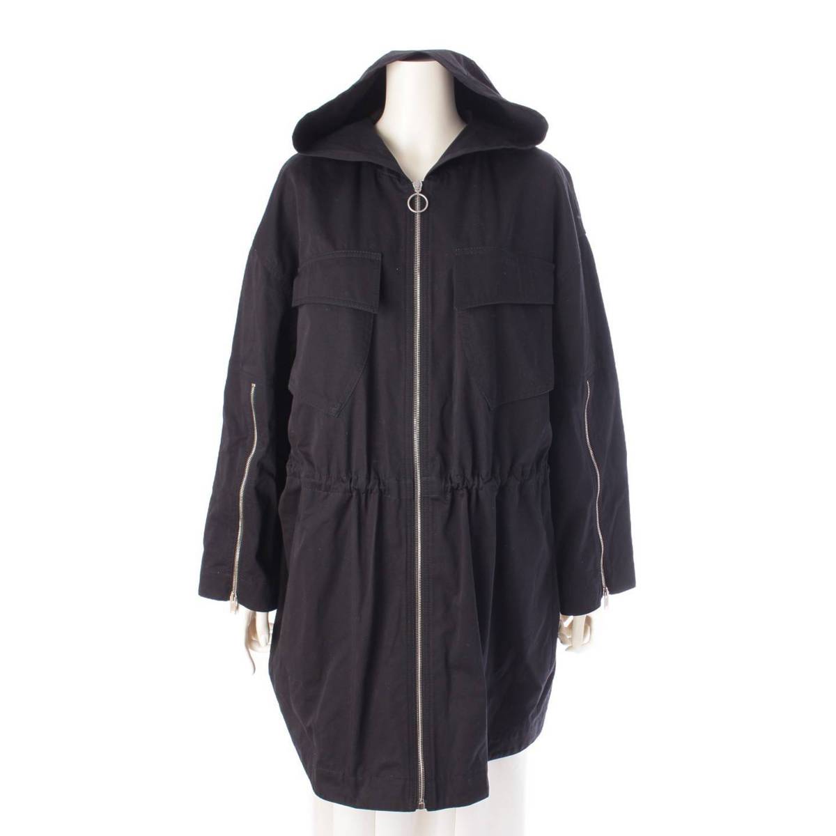 [Stella McCartney] Stella McCartney 20 Stainless Steel Sleeve Logo Zip-up Hooded Coat 599855 Black 38 [Used] [Authenticated and Guaranteed Authentic] 197244