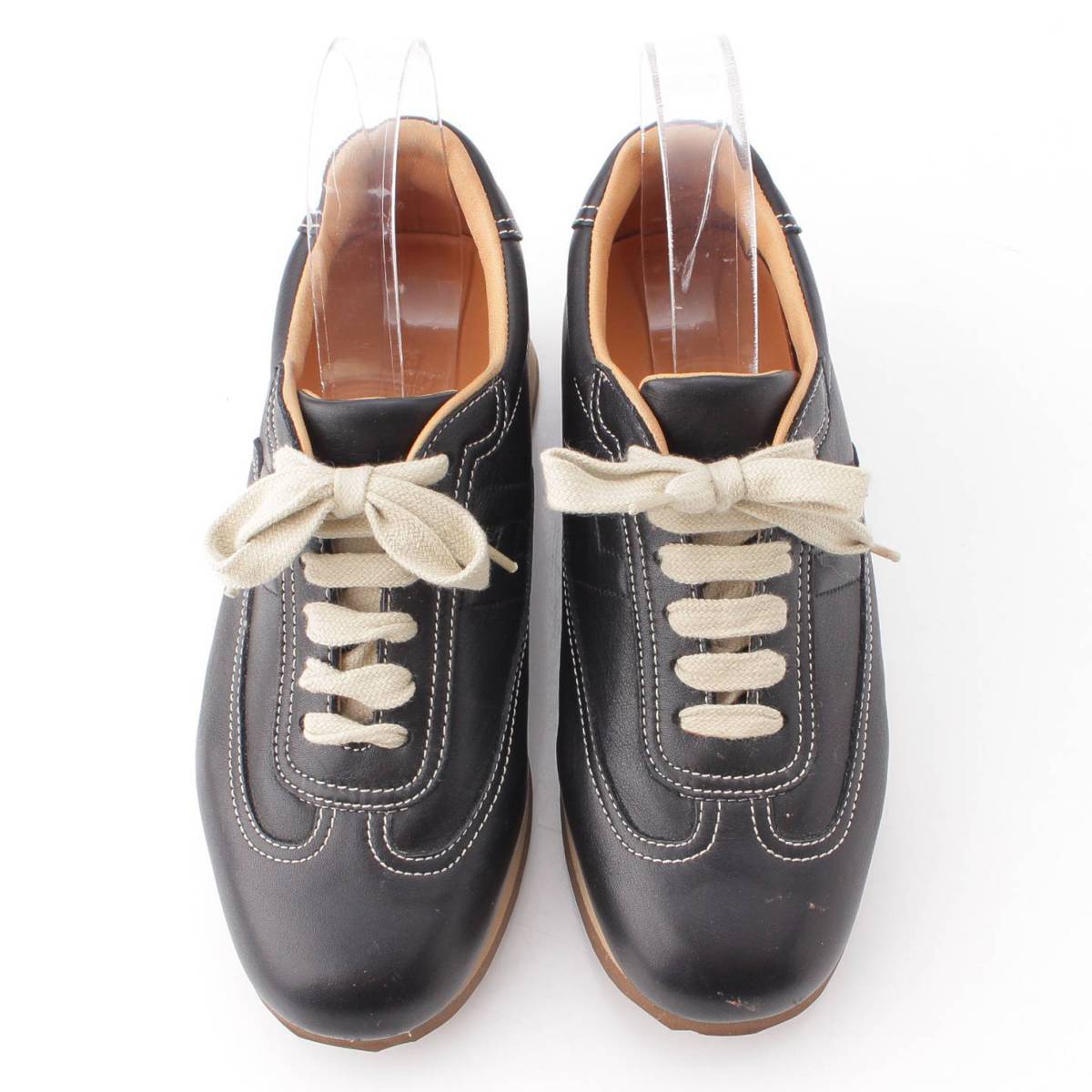 [Hermes] Hermes Quick Leather Sneakers Black 35 [Used] [Authenticated and Guaranteed Authentic] 197648