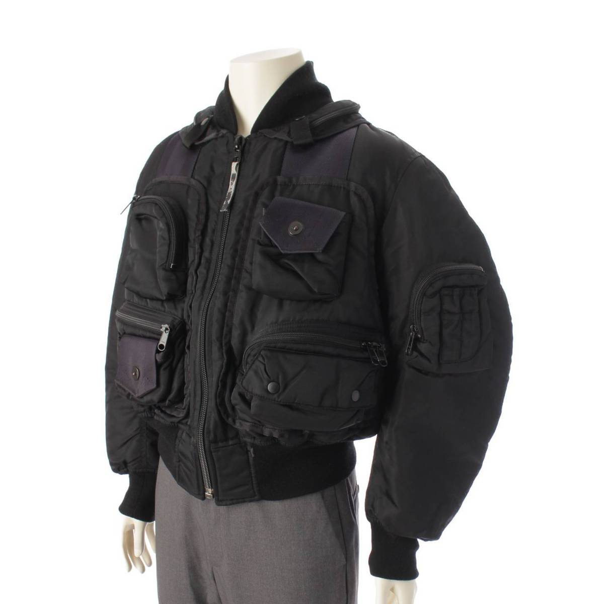 [Issey Miyake] Issey Miyake 96AW Men's Archive Parachute Cargo MA-1 Bomber Jacket Black M [Used] [Authenticated and Guaranteed Authentic] 198249