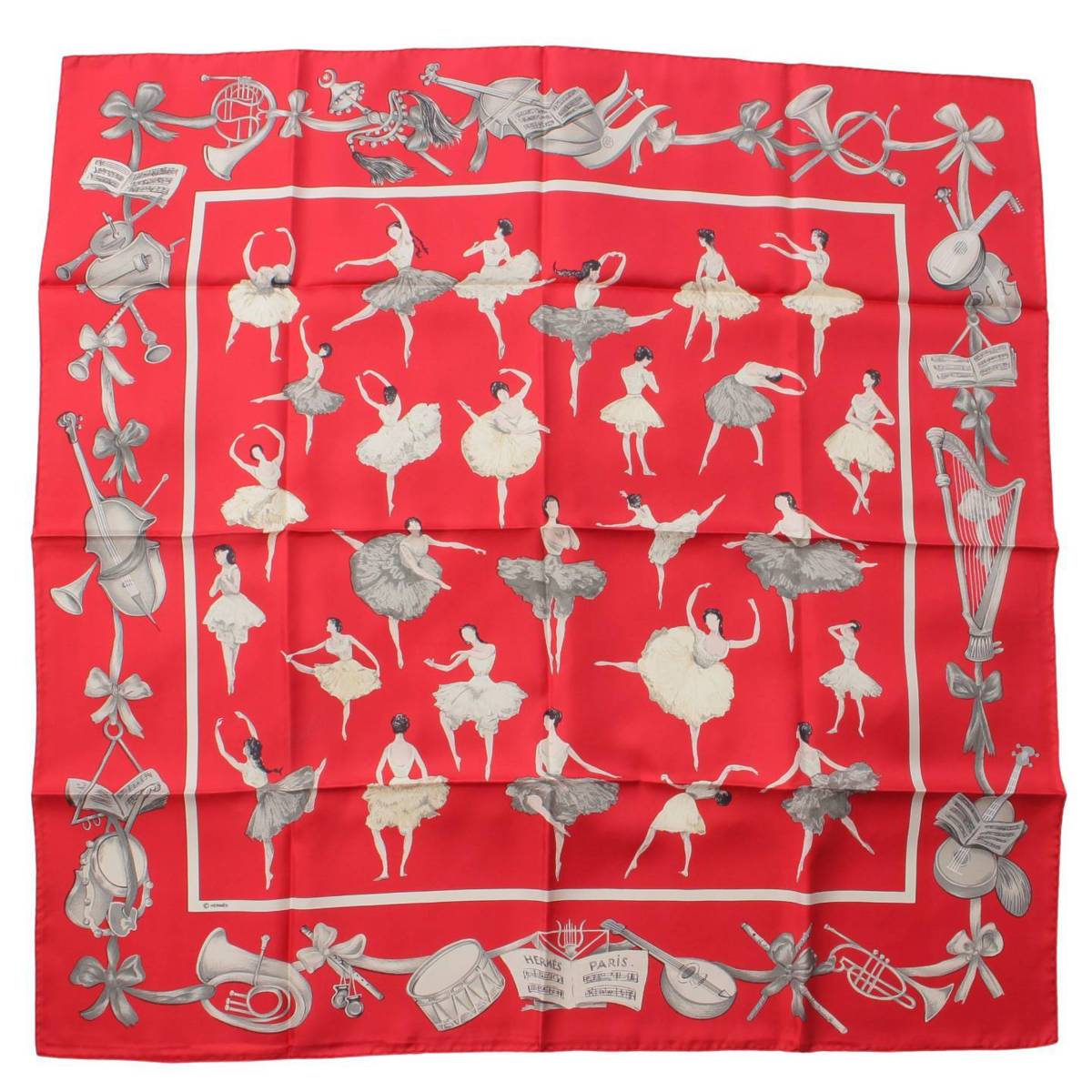 [Hermes] Hermes Carre 90 Silk Scarf La Danse Ballerina Red [Used] [Authenticated and Guaranteed Authentic] 198897