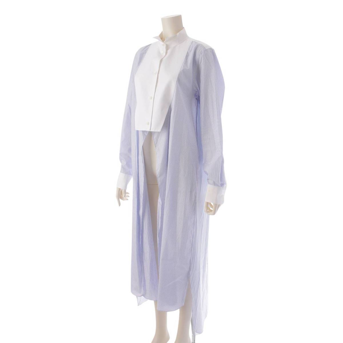 [Loewe] Loewe Cotton Striped Long Sleeve Shirt Dress S2109610GH Saxe x White S [Used] [Authenticated and Guaranteed Authentic] 199413