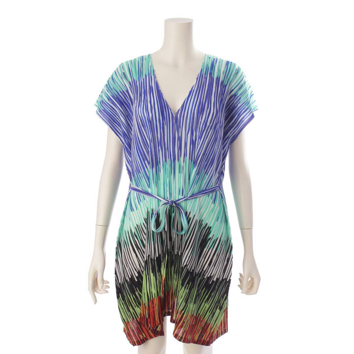 [Issey Miyake] Issey Miyake Pleated All-over Print Tunic Dress PP13-FT823 Multicolor 3 [Used] [Authenticated and Guaranteed Authentic] 199958