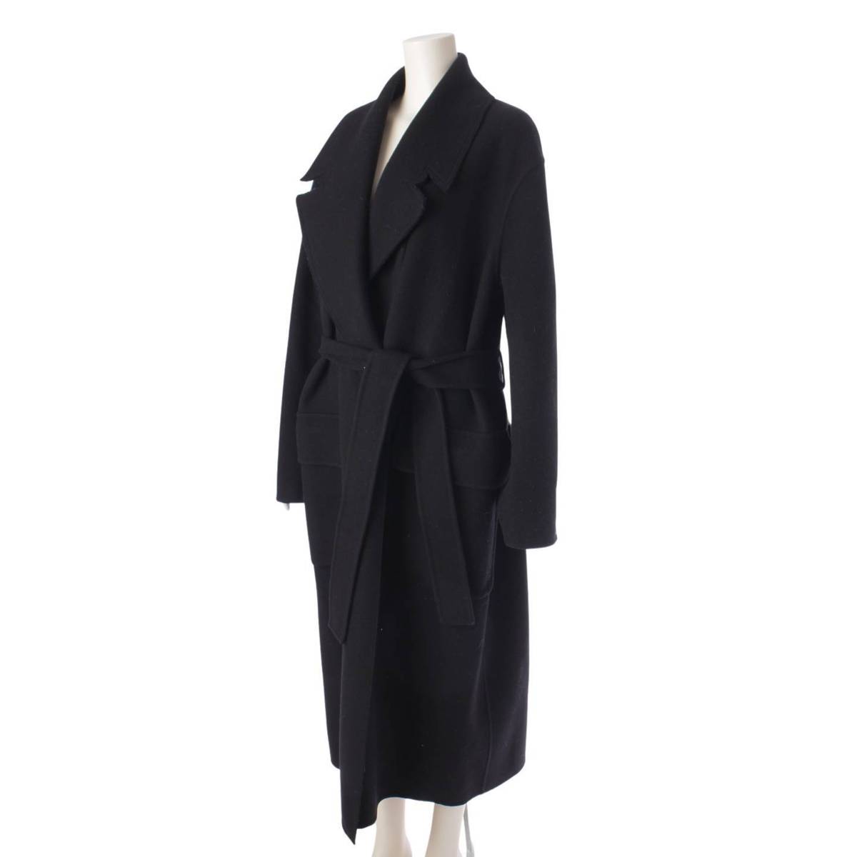 [Loewe] Loewe Cashmere Wool Belted Gown Long Coat Black S [Used] [Authenticated/Genuine Product Guaranteed] 200777