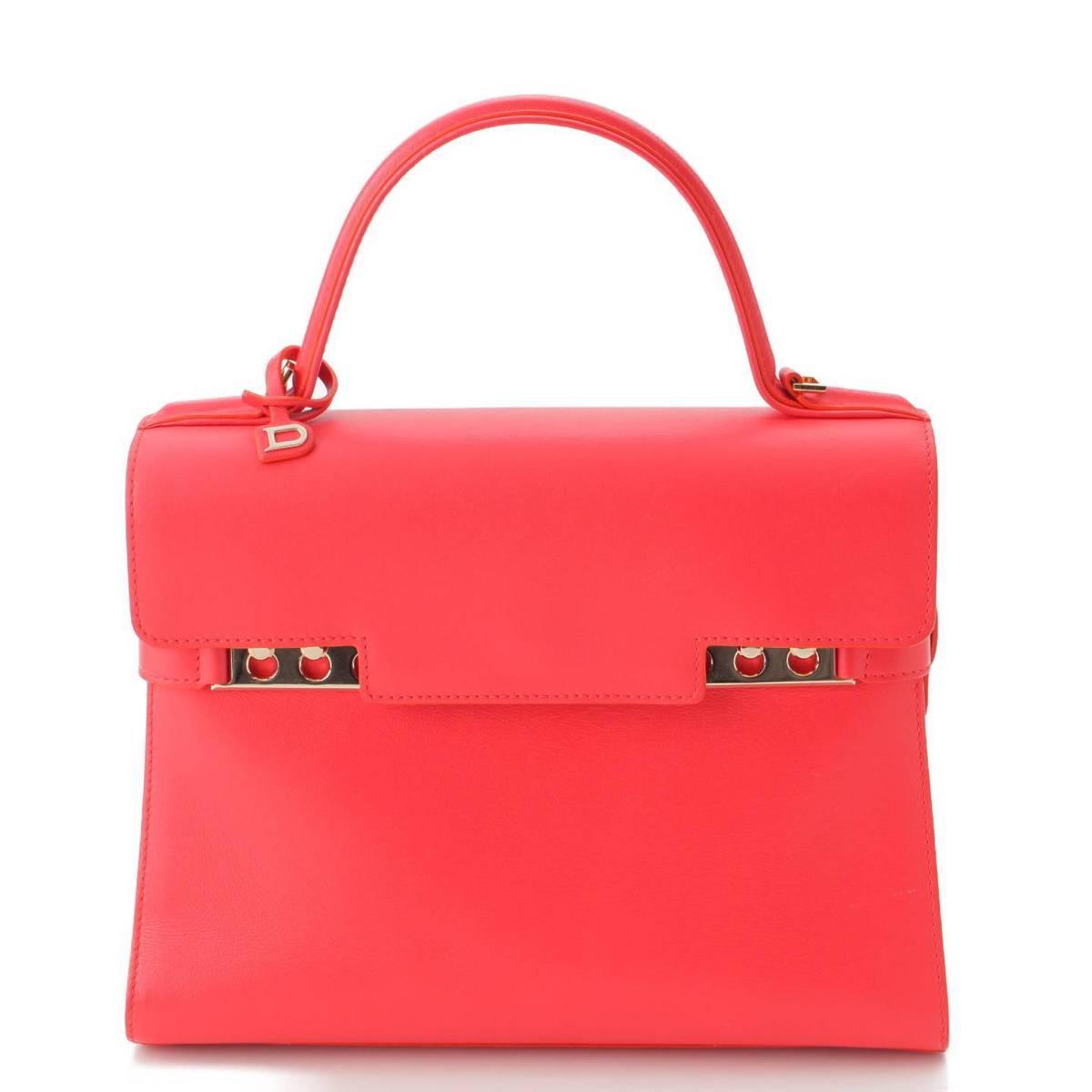 [Delvaux] Delvaux Tempate MM Supple Calf Gold Metal 2WAY Handbag Coral [Used] [Authenticated and Guaranteed Authentic] 200939