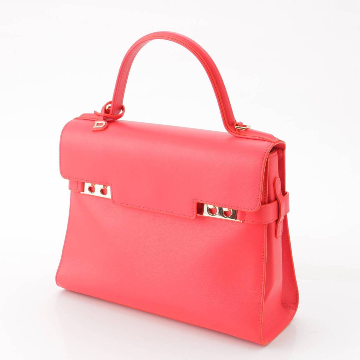 [Delvaux] Delvaux Tempate MM Supple Calf Gold Metal 2WAY Handbag Coral [Used] [Authenticated and Guaranteed Authentic] 200939