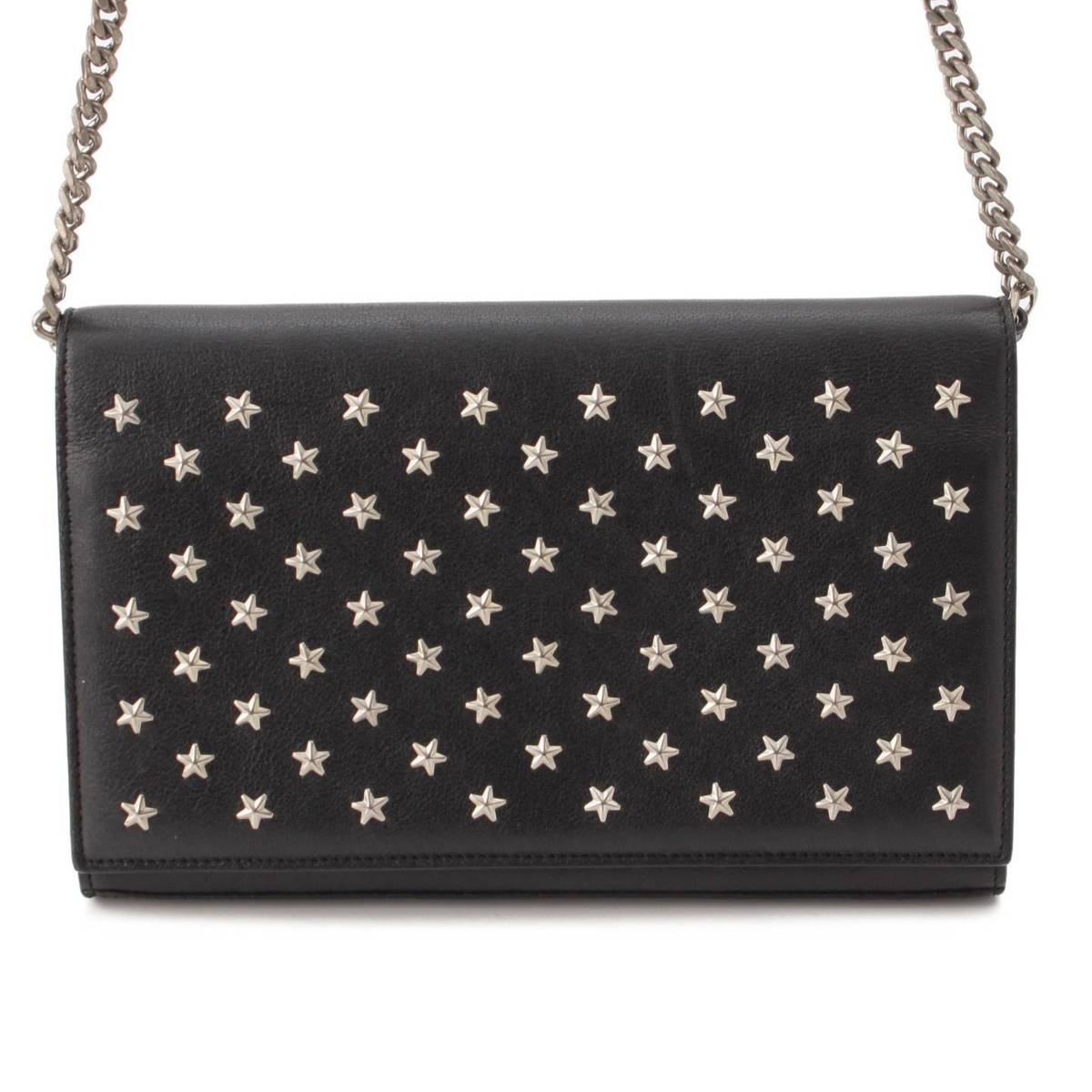 [Saint Laurent] SAINT LAURENT Star Studs Leather Chain Wallet Shoulder Bag 382728 Black [Used] [Authenticated/Genuine Product Guaranteed] 200971