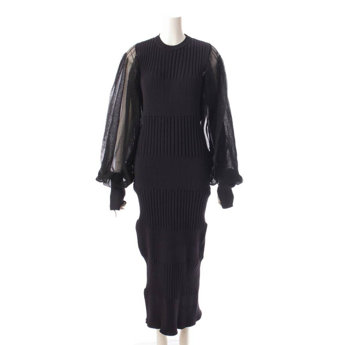 [Sonota] CFCL FLUTED LUCENT Sheer Sleeve Dress One Piece CF006KH051 Black 3 [Used] [Authenticated and Guaranteed Authentic] 201625