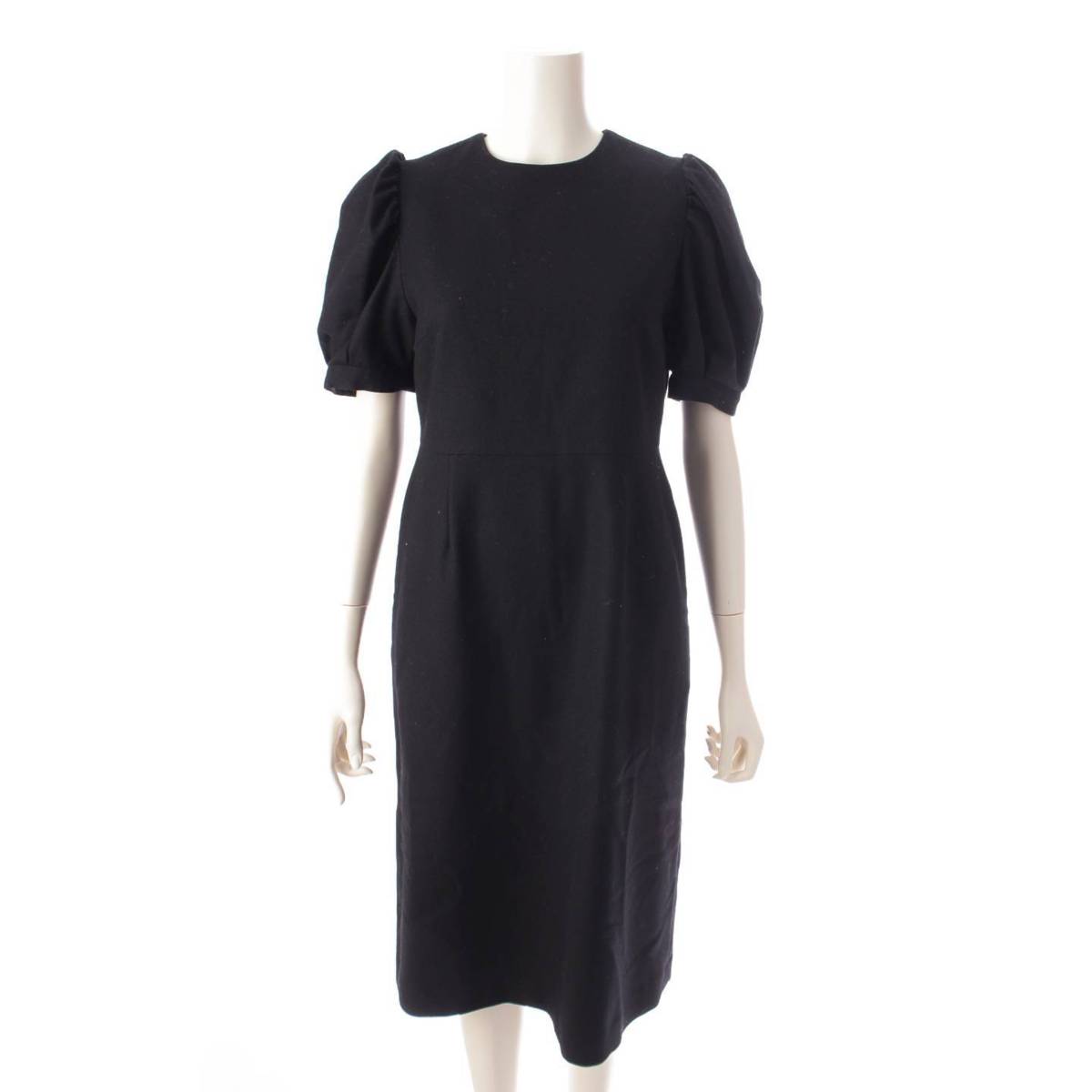 [BORDERS at BALCONY] BORDERS at BALCONY 23AW Wool Puff Sleeve Midi Dress One Piece Black 36 [Used] [Authenticated and Guaranteed Authentic] 201863