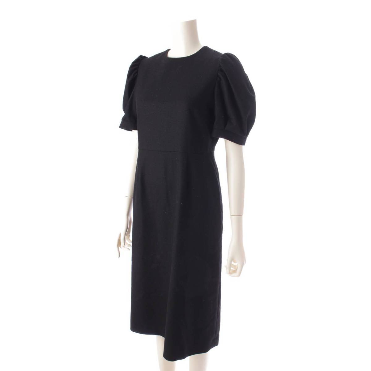 [BORDERS at BALCONY] BORDERS at BALCONY 23AW Wool Puff Sleeve Midi Dress One Piece Black 36 [Used] [Authenticated and Guaranteed Authentic] 201863