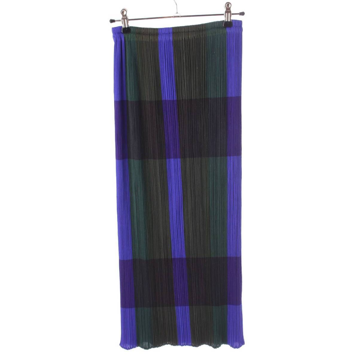 [Issey Miyake] Issey Miyake Pleated Mosaic Gradient Check Skirt Blue x Green 1 [Used] [Authenticated and Guaranteed Authentic] 201925