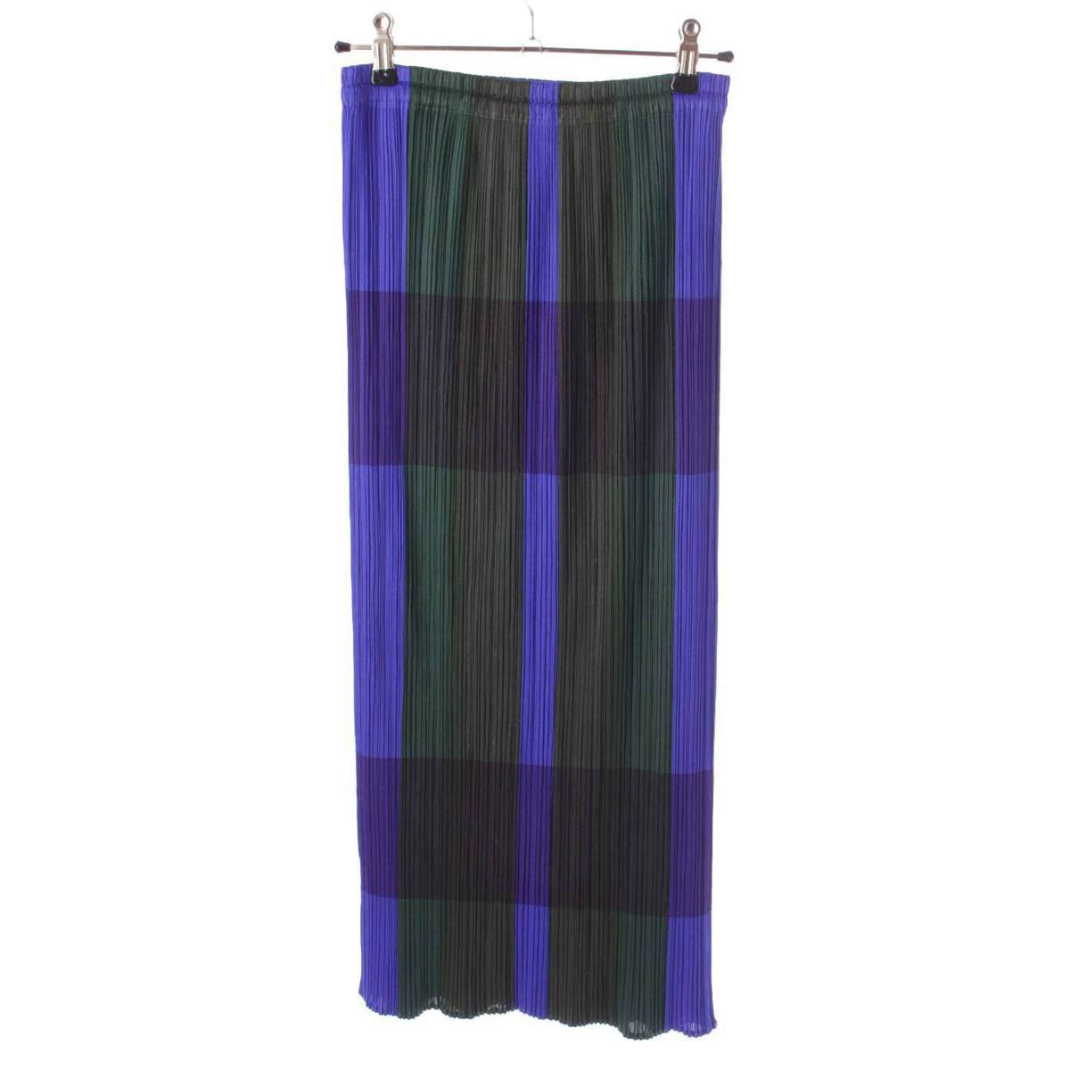 [Issey Miyake] Issey Miyake Pleated Mosaic Gradient Check Skirt Blue x Green 1 [Used] [Authenticated and Guaranteed Authentic] 201925