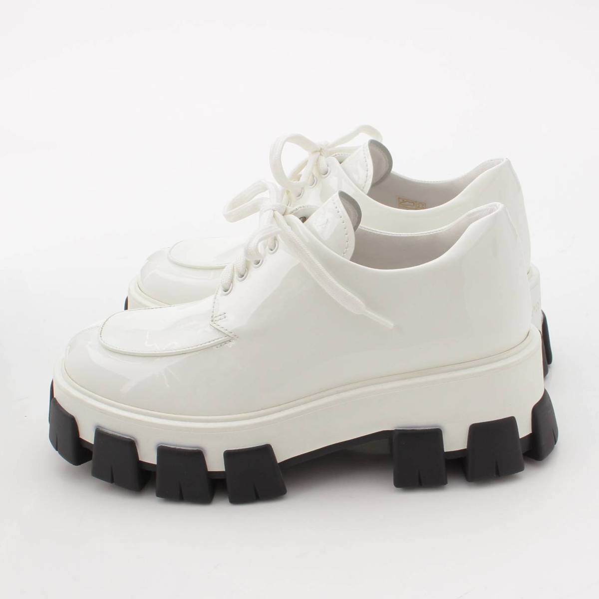 [PRADA] Prada Monolith Patent Leather Loafer Shoes 1E708L White 37 [Used] [Authenticated and Guaranteed Authentic] 202077