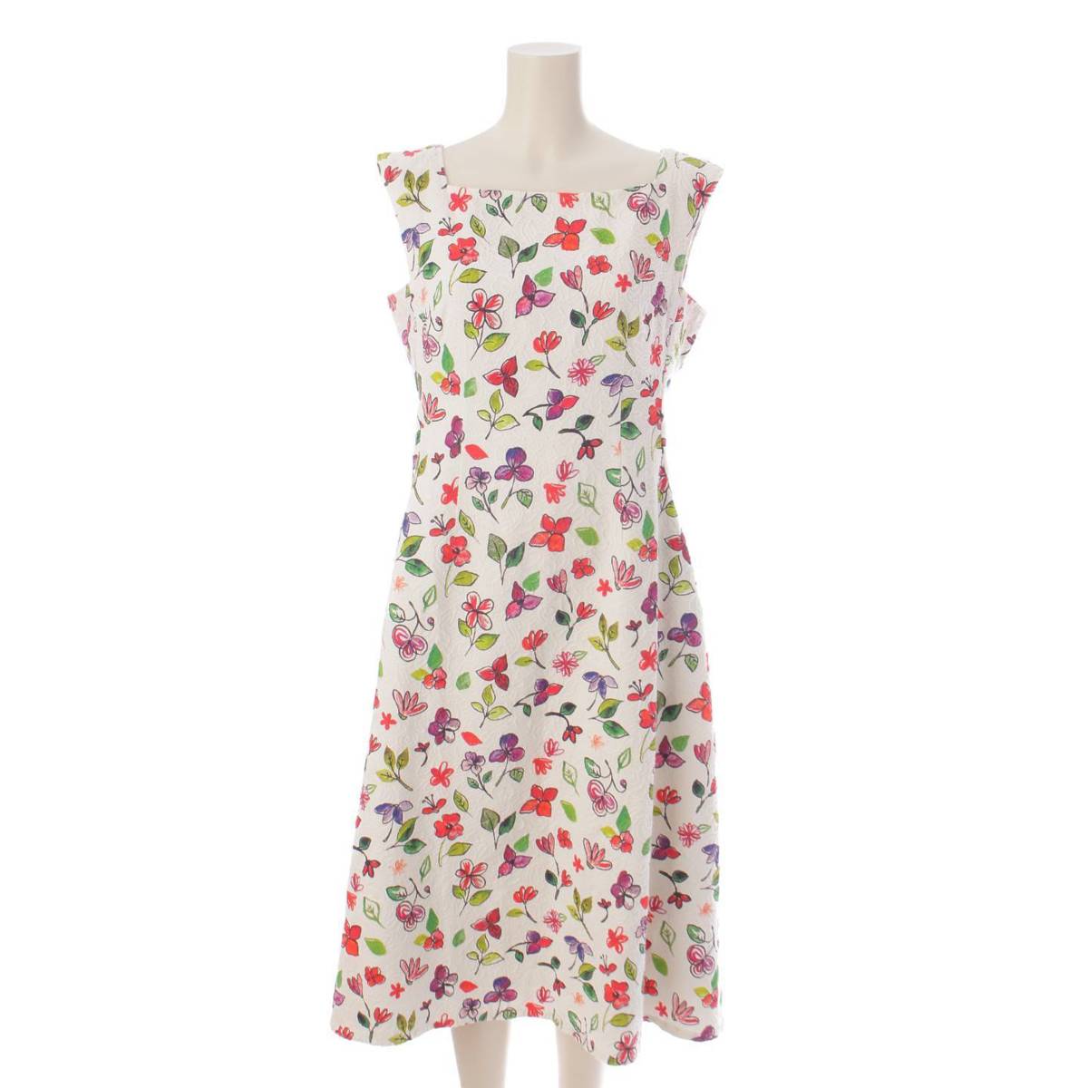 [Rene] Rene 22 Jacquard Floral Print Sleeveless One-Piece Dress Multicolor 38 [Used] [Authenticated and Guaranteed Authentic] 202155