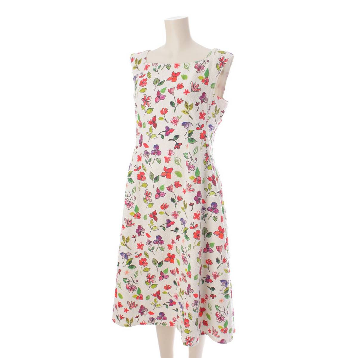 [Rene] Rene 22 Jacquard Floral Print Sleeveless One-Piece Dress Multicolor 38 [Used] [Authenticated and Guaranteed Authentic] 202155