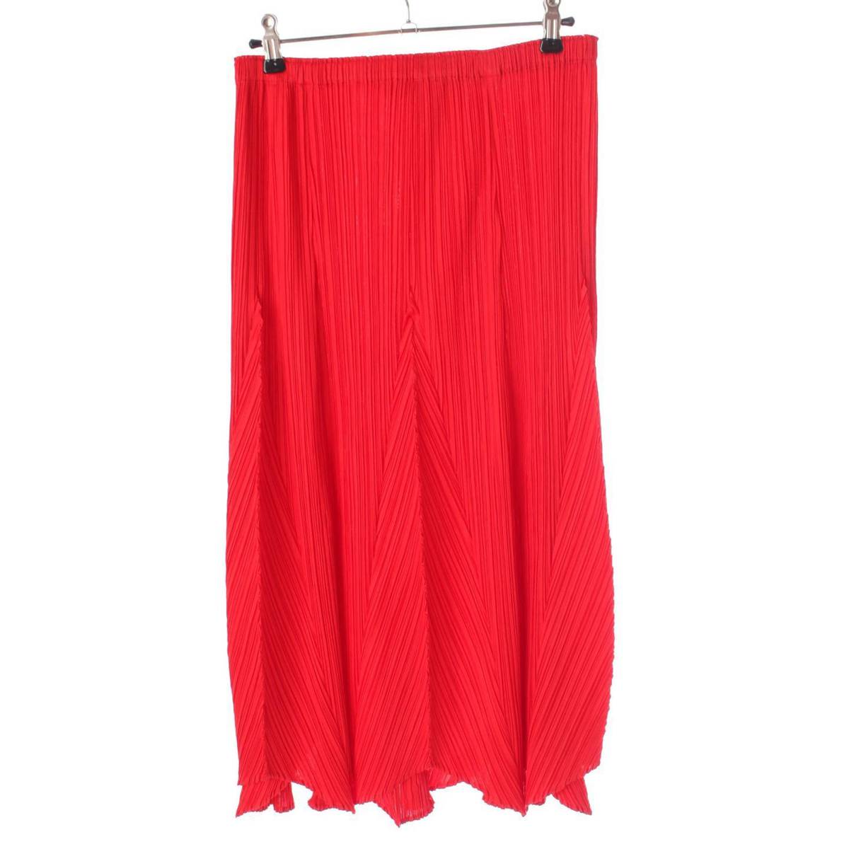 [Issey Miyake] Issey Miyake deformed long skirt PP31-JG107 Red 3 [Used] [Authenticated and genuine product guaranteed] 202373