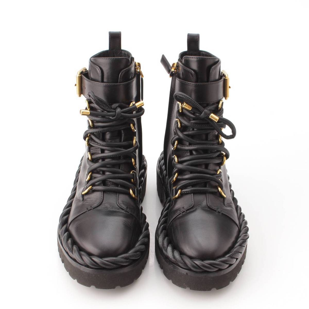 [Valentino] Valentino Leather Lace-up Boots UW2S0AA1TNA Black 36 [Used] [Authenticated and Guaranteed Authentic] 202456