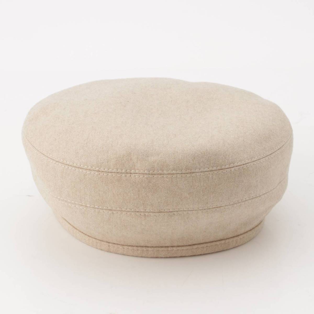 [Hermes] Hermes Saint Honore Serie Cashmere Piping Beret Hat Beige 56 [Used] [Authenticated and Guaranteed Authentic] 202899