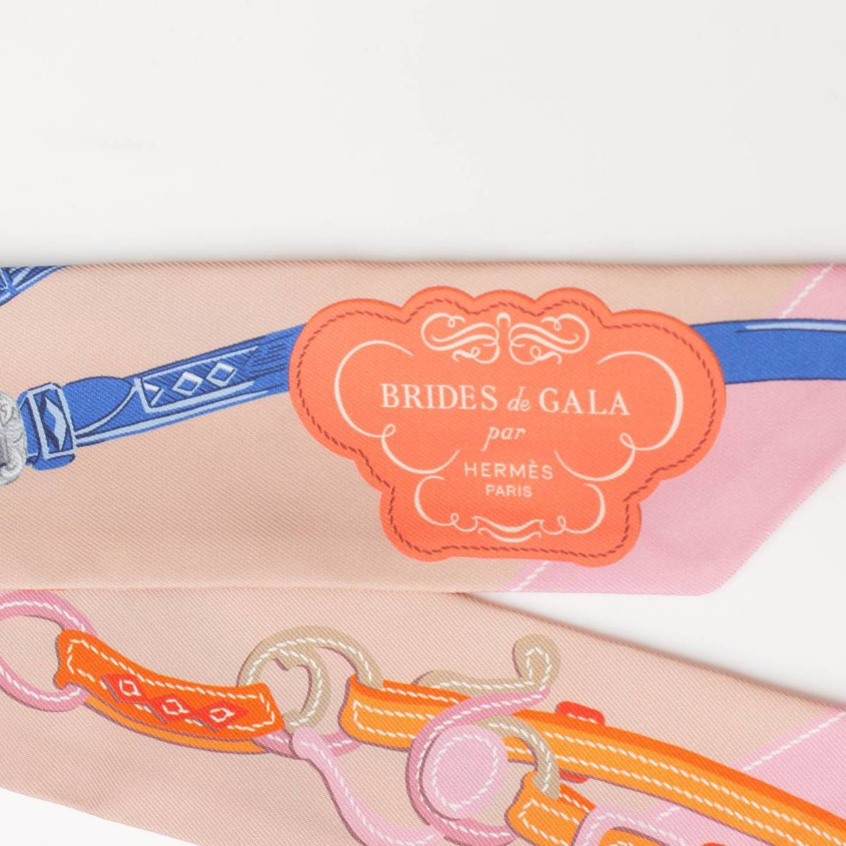 [Hermes] Hermes Twilly BRIDES de GALA LOVE Ceremonial Bridle Silk Scarf Pink [Used] [Authenticated and Guaranteed Authentic] 202959