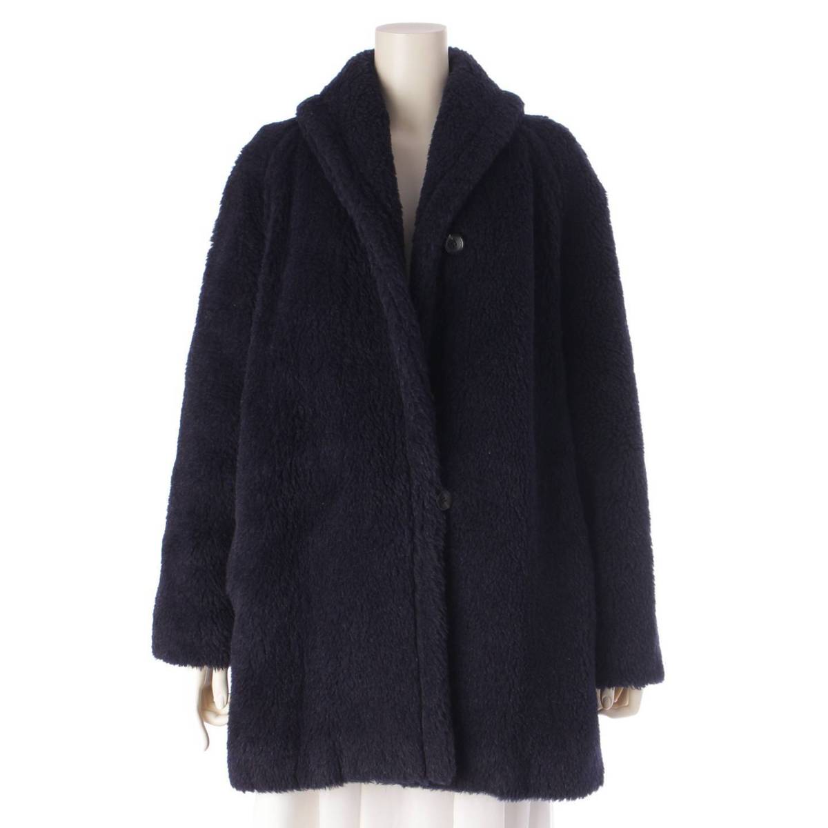 [Max Mara] Max Mara Teddy Bear Alpaca Wool Mid-Length Icon Coat 108608036 Navy 36 [Used] [Authenticated and Guaranteed Authentic] 203043