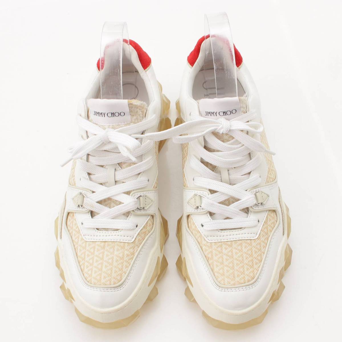 JIMMY CHOO DIAMOND X TRAINER Leather nylon Diamond Low Cut sneakers white 39