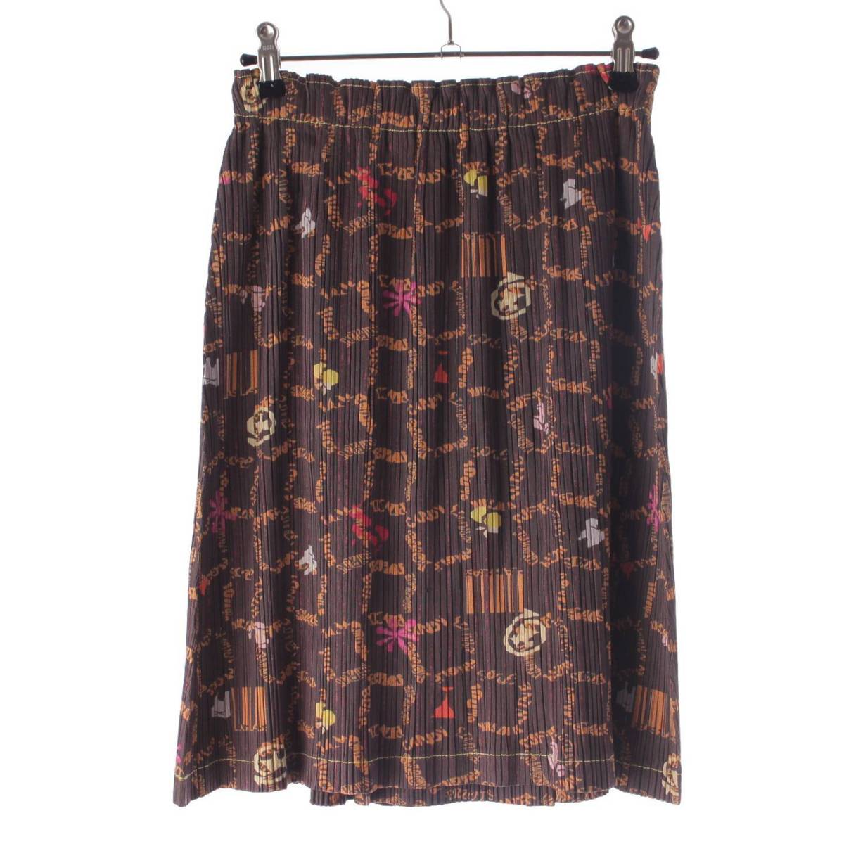 [Issey Miyake] Issey Miyake Pleated Please Megamart Pleated Knee-length Skirt PP83-JG563 Brown 3 Unused [Used] [Authenticated and Guaranteed Authentic] 203408