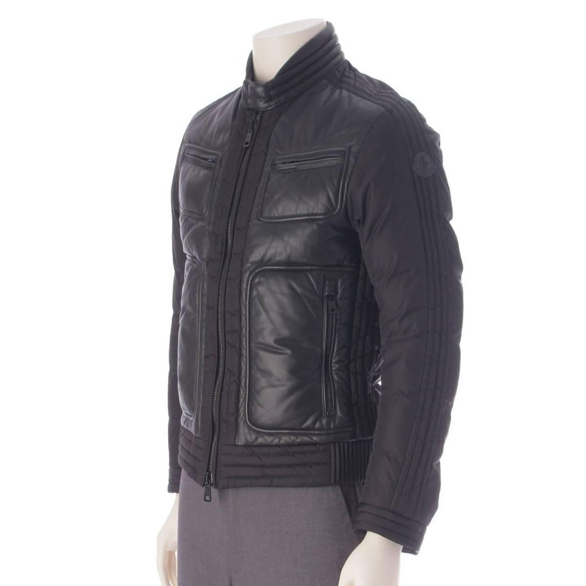 [Moncler] Moncler 2015 Men's ALLEMAND Leather Switch Single Rider Down Jacket Black 0 [Used] [Authenticated and Guaranteed Authentic] 203491