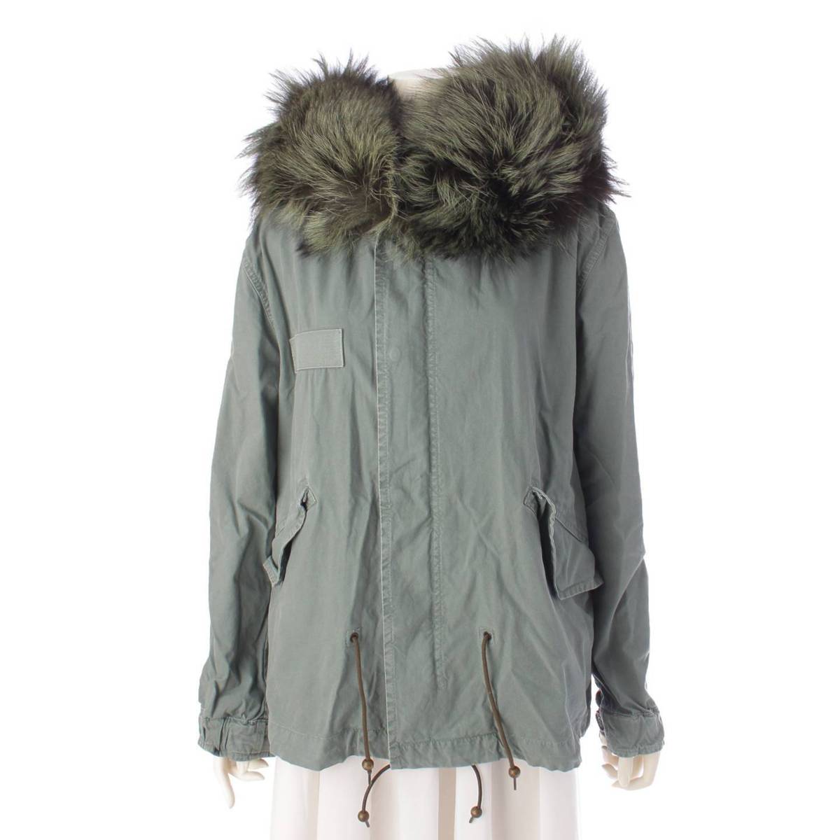 [ ] Mr. & Mrs. Italy Fur Cotton Mod Coat Jacket Green XS [Used] [Authenticated and Guaranteed Authentic] 203552