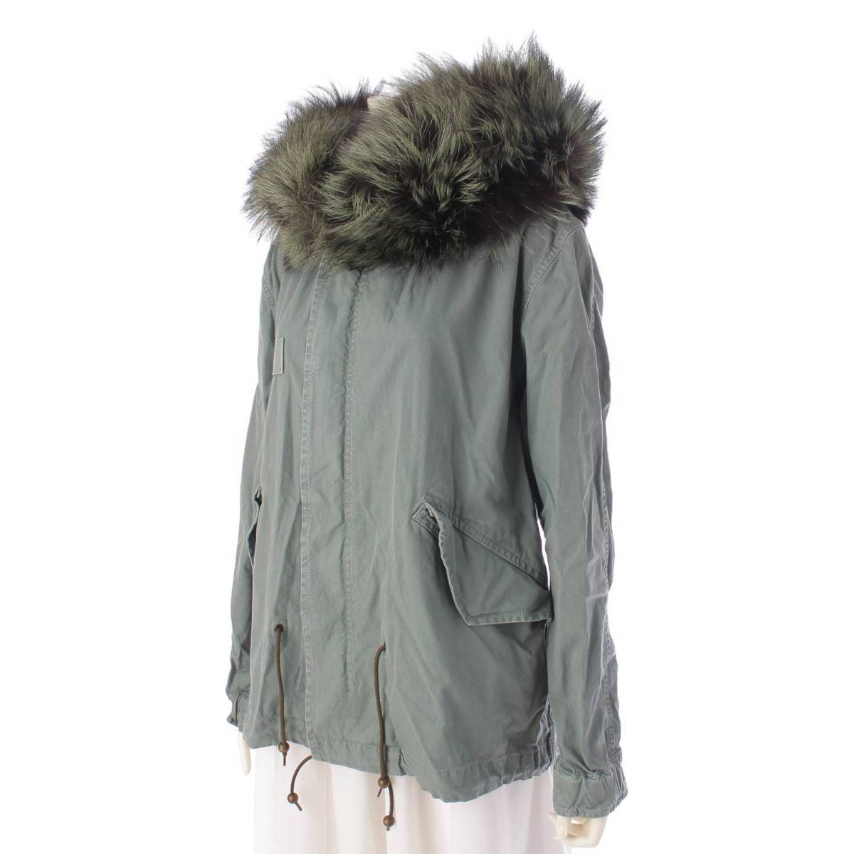 [ ] Mr. & Mrs. Italy Fur Cotton Mod Coat Jacket Green XS [Used] [Authenticated and Guaranteed Authentic] 203552