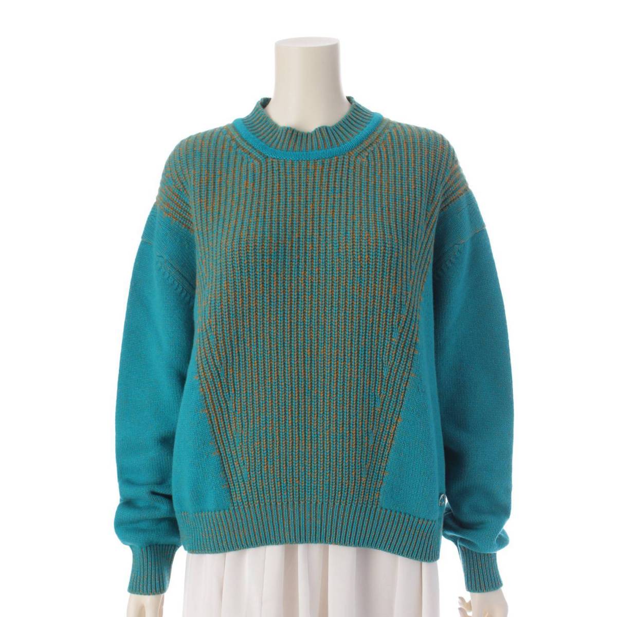 [Hermes] Hermes 23 years old 100% cashmere cool neck long sleeve knit sweater green size 38 unused [Used] [Authenticated and genuine product guaranteed] 203624