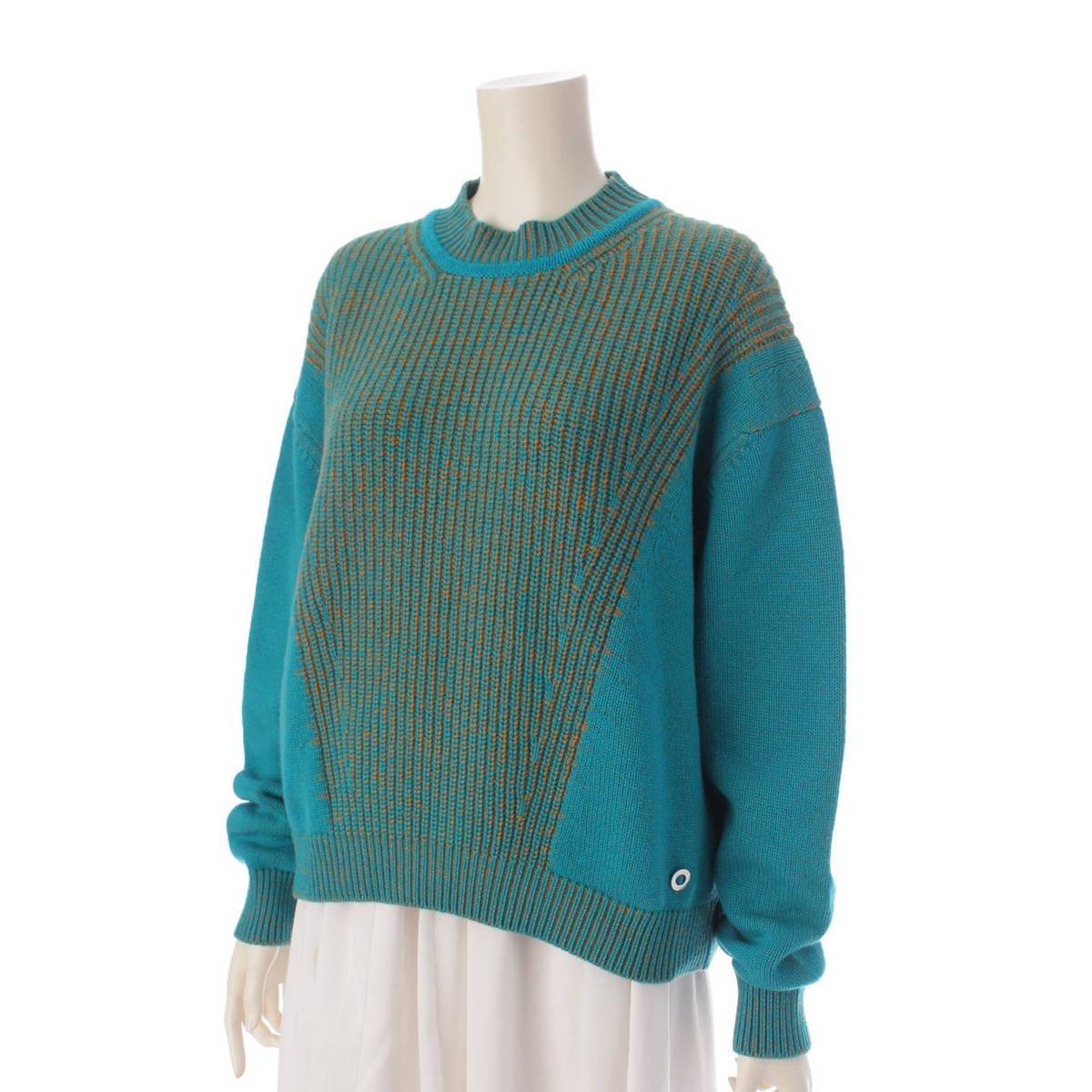 [Hermes] Hermes 23 years old 100% cashmere cool neck long sleeve knit sweater green size 38 unused [Used] [Authenticated and genuine product guaranteed] 203624