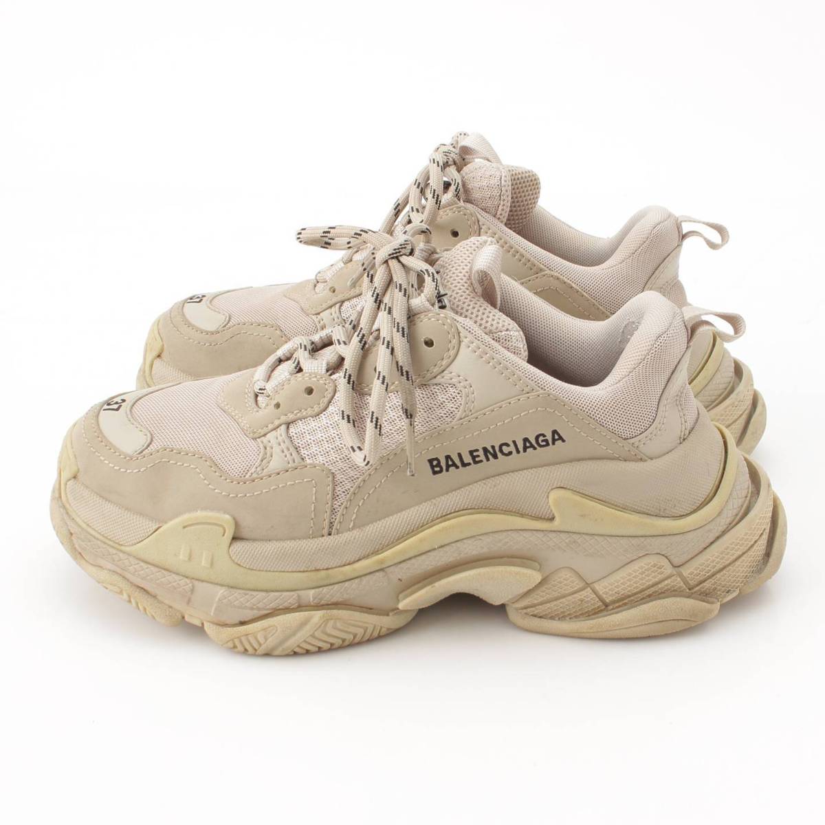 [Balenciaga] Balenciaga Triple S Logo Low-Cut Sneakers Shoes 524039 Beige 37 [Used] [Authenticated and Guaranteed Authentic] 203629