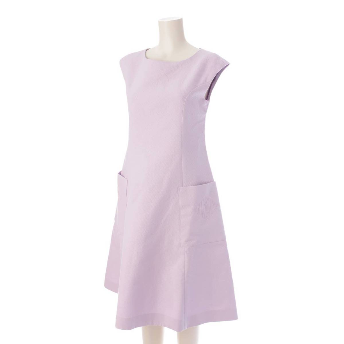 [Foxey] Foxey 23 Jasmin White Logo Embroidered Cotton One Piece Dress Wisteria Purple 38 [Used] [Authenticated and Guaranteed Authentic] 203664